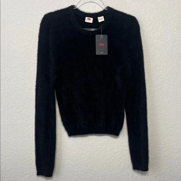 Levi's Women’s Size Small Black Fuzzy Crew-Neck Sweater - Picture 1 of 11